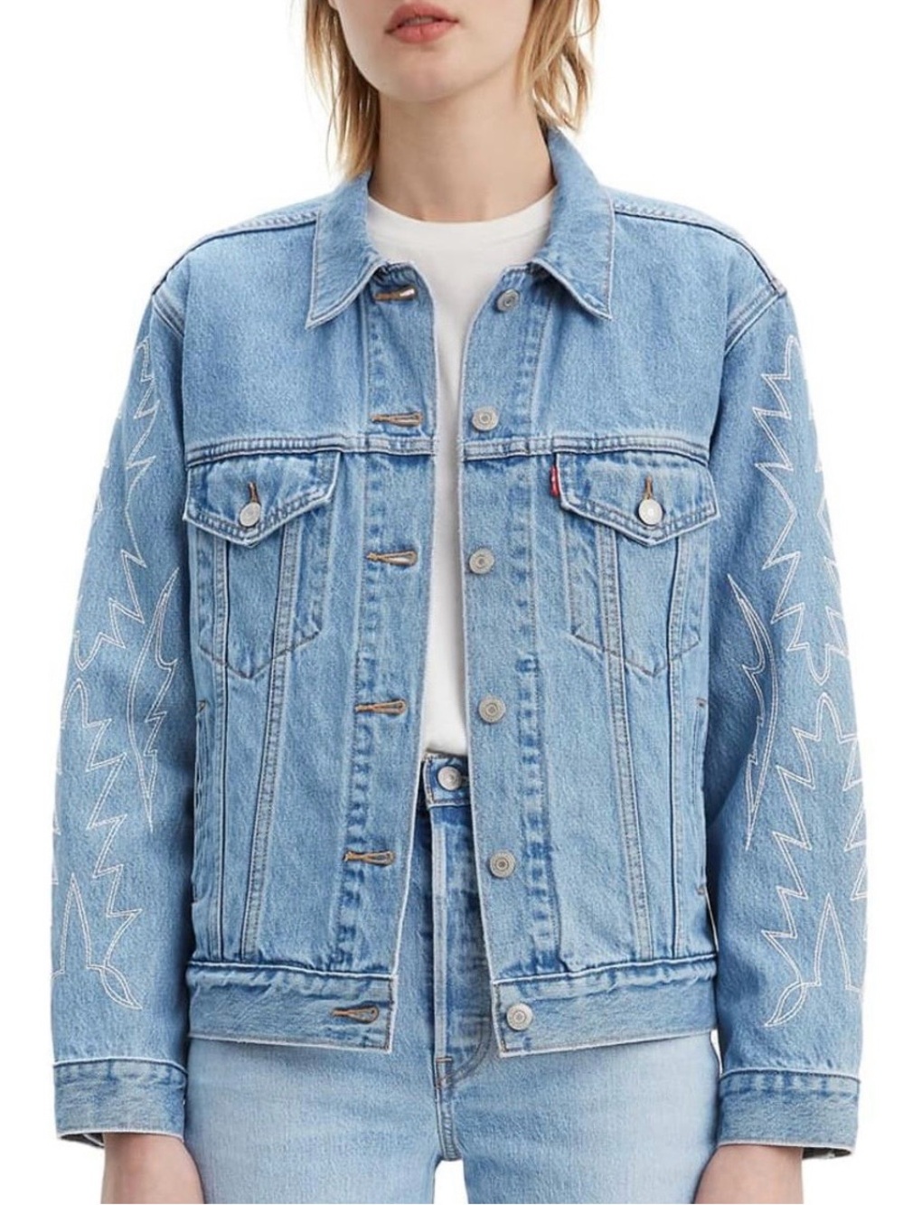 Oversized LEVIS jeans Jacket with flames on sleeves - XS